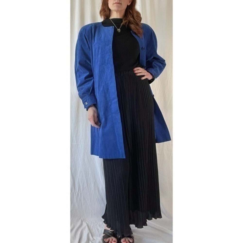 80’s Vintage ‘Ernst Strauss’ Blue UltraSuede Longline Jacket